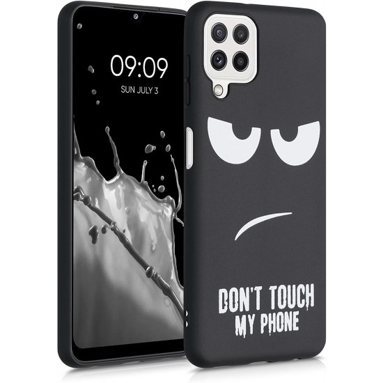 KW Samsung Galaxy A22 4G Θήκη Σιλικόνης Design Don't Touch My Phone - Black / White - 55497.01