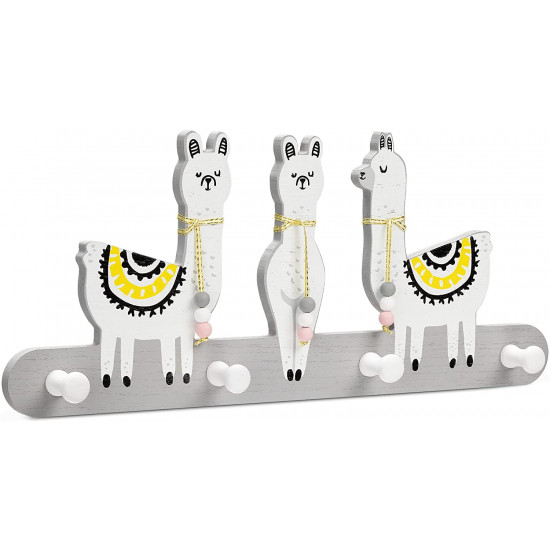 Navaris Ξύλινη Παιδική Κρεμάστρα με 4 Γάντζους - Design Alpaca - White - 54195.01