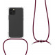 KW iPhone 12 / iPhone 12 Pro Θήκη Σιλικόνης TPU με Λουράκι - Διάφανη - Dark Red - 52730.20
