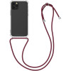 KW iPhone 12 / iPhone 12 Pro Θήκη Σιλικόνης TPU με Λουράκι - Διάφανη - Dark Red - 52730.20
