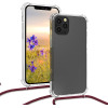 KW iPhone 12 / iPhone 12 Pro Θήκη Σιλικόνης TPU με Λουράκι - Διάφανη - Dark Red - 52730.20
