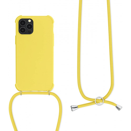 KW iPhone 12 / iPhone 12 Pro Θήκη Σιλικόνης TPU με Λουράκι - Light Yellow Matte - 53840.158