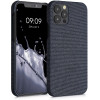 KW iPhone 12 / iPhone 12 Pro Σκληρή Θήκη με Υφασμάτινη Επένδυση - Dark Blue - 55752.17