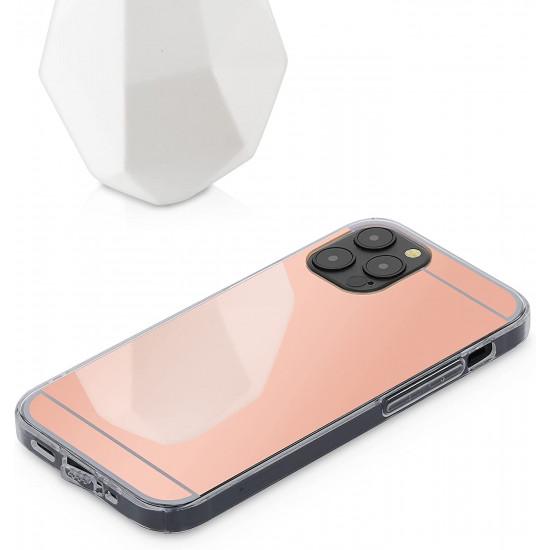 KW iPhone 12 / iPhone 12 Pro Θήκη Σιλικόνης TPU Καθρέφτης - Metallic Rose Gold - 55688.41