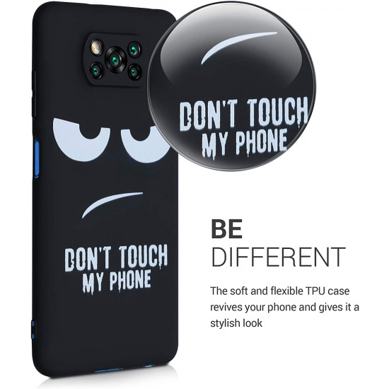 KW Xiaomi Poco X3 NFC / X3 Pro Θήκη Σιλικόνης TPU Design Don't Touch My Phone - Black / White - 53486.01