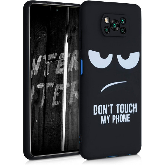 KW Xiaomi Poco X3 NFC / X3 Pro Θήκη Σιλικόνης TPU Design Don't Touch My Phone - Black / White - 53486.01