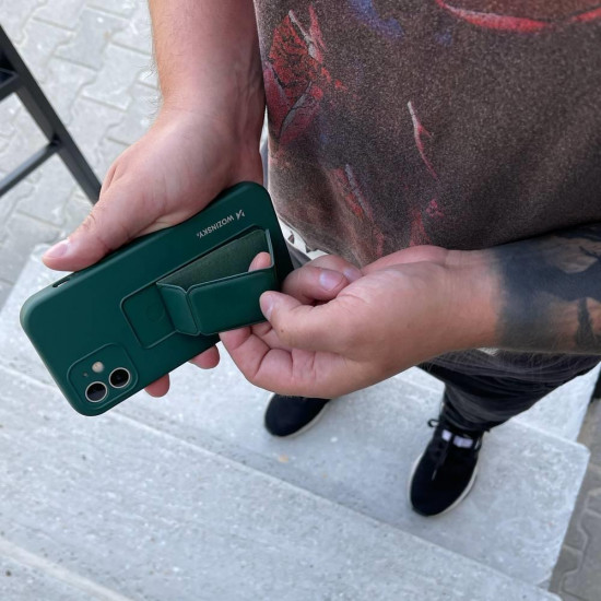 Wozinsky iPhone 12 Pro Max Kickstand Case - Θήκη Σιλικόνης με Finger Holder και Stand - Dark Green