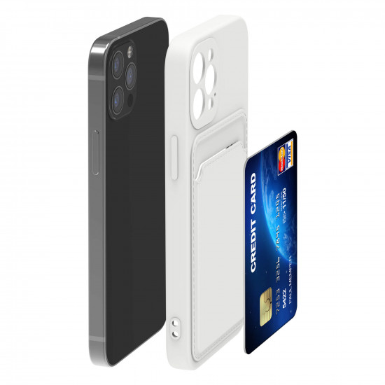 KW iPhone 12 / iPhone 12 Pro Θήκη Σιλικόνης TPU με Υποδοχή για Κάρτα - White - 55112.02