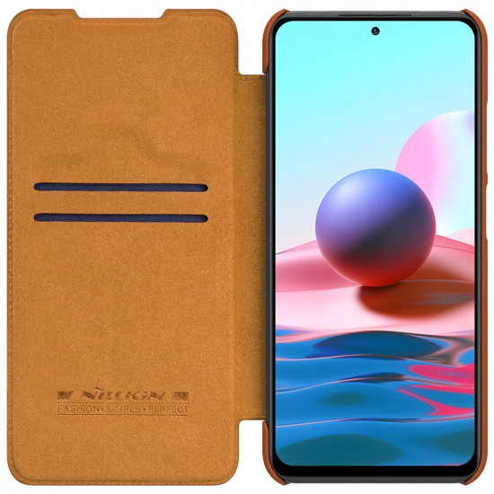 Nillkin Xiaomi Redmi Note 10 5G / Poco M3 Pro 5G Qin Leather Flip Book Case Θήκη Βιβλίο - Brown