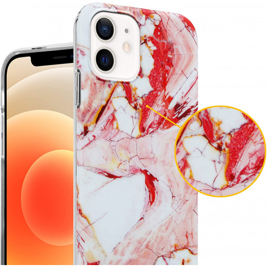 Cadorabo iPhone 12 Pro Max Θήκη Σιλικόνης TPU - Design Marble No.20 Mosaic Pattern - White / Pink / Marble