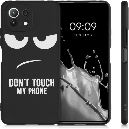 KW Xiaomi Mi 11 Lite / Mi 11 Lite 5G Θήκη Σιλικόνης TPU Design Don't Touch My Phone - Black / White - 55094.01