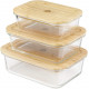 Navaris Glass Food Containers Σετ με 3 Γυάλινα Δοχεία Φαγητού - BPA Free - Clear - 49613.03.01