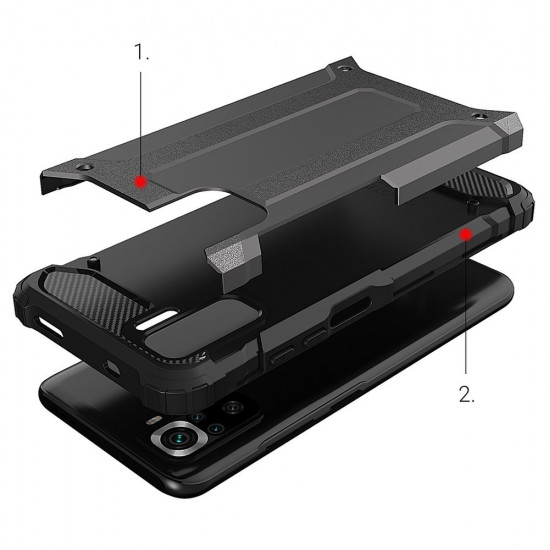 OEM Xiaomi Redmi Note 10 / Note 10s / Poco M5s Hybrid Rugged Armor Θήκη - Black