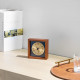 Navaris Analogue Wood Alarm Clock Design Square - Αναλογικό Επιτραπέζιο Ρολόι και Ξυπνητήρι - Dark Brown / Gold - 54472.18.21