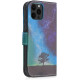 KW iPhone 12 / iPhone 12 Pro Θήκη Πορτοφόλι Stand - Design Cosmic Nature - Blue / Grey / Black - 55803.02