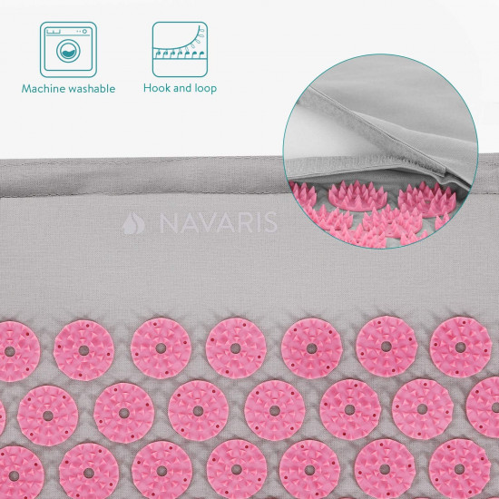 Navaris 2-in-1 Acupressure Mat and Pillow Set Σετ 2 σε 1 Χαλάκι και Μαξιλάρι Μασάζ - Grey / Pink - 43899.22