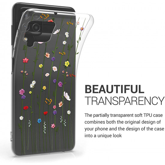 KW Samsung Galaxy A22 4G Θήκη Σιλικόνης TPU Design Wildflower Vines - Multicolor - Διάφανη - 55498.02