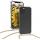 KW iPhone 12 / iPhone 12 Pro Θήκη Σιλικόνης TPU με Λουράκι - Διάφανη - Gold - 52730.21