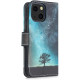 KW iPhone 13 mini Θήκη Πορτοφόλι Stand - Design Galaxy Tree Meadow - Blue / Grey / Black - 55935.01