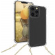 KW iPhone 13 Pro Θήκη Σιλικόνης TPU με Μεταλλικό Λουράκι - Διάφανη / Gold - 55966.21