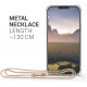KW iPhone 13 Pro Max Θήκη Σιλικόνης TPU με Μεταλλικό Λουράκι - Διάφανη / Rose Gold - 55979.81