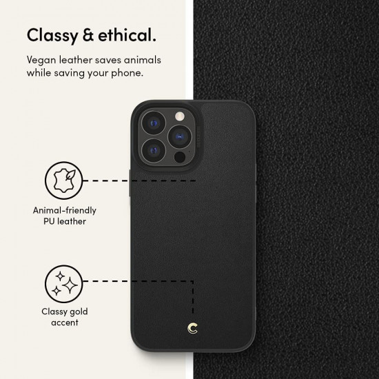 CYRILL iPhone 13 Pro Leather Brick Θήκη με Επένδυση Συνθετικού Δέρματος - Black