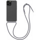KW iPhone 13 Pro Θήκη Σιλικόνης TPU με Λουράκι - Διάφανη / Grey - 55963.22