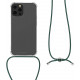 KW iPhone 13 Pro Θήκη Σιλικόνης TPU με Λουράκι - Διάφανη / Dark Green - 55963.80