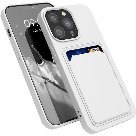 KW iPhone 13 Pro Θήκη Σιλικόνης TPU με Υποδοχή για Κάρτα - White - 55969.02