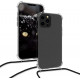 KW iPhone 13 Pro Max Θήκη Σιλικόνης TPU με Λουράκι - Διάφανη / Black - 55976.01