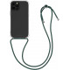 KW iPhone 13 Pro Max Θήκη Σιλικόνης TPU με Λουράκι - Διάφανη / Dark Green - 55976.80