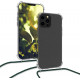KW iPhone 13 Pro Max Θήκη Σιλικόνης TPU με Λουράκι - Διάφανη / Dark Green - 55976.80