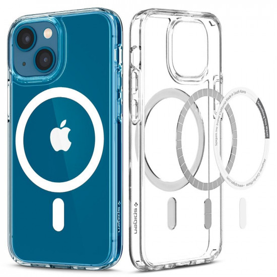 Spigen iPhone 13 mini Ultra Hybrid Mag Σκληρή Θήκη με Πλαίσιο Σιλικόνης Και MagSafe - White / Διάφανη