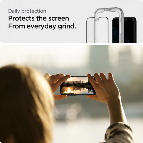 Spigen iPhone 13 mini FC AlignMaster 2.5D Full Screen Case Friendly Tempered Glass Αντιχαρακτικό Γυαλί Οθόνης 9H - 2 Τεμάχια - Black