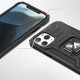 Wozinsky iPhone 13 mini Ring Armor Σκληρή Θήκη με Πλαίσιο Σιλικόνης και Δαχτυλίδι Συγκράτησης - Black