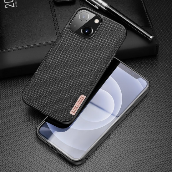 Dux Ducis iPhone 13 Pro Fino Series Σκληρή Θήκη με Πλαίσιο Σιλικόνης και Επένδυση από Ύφασμα - Black