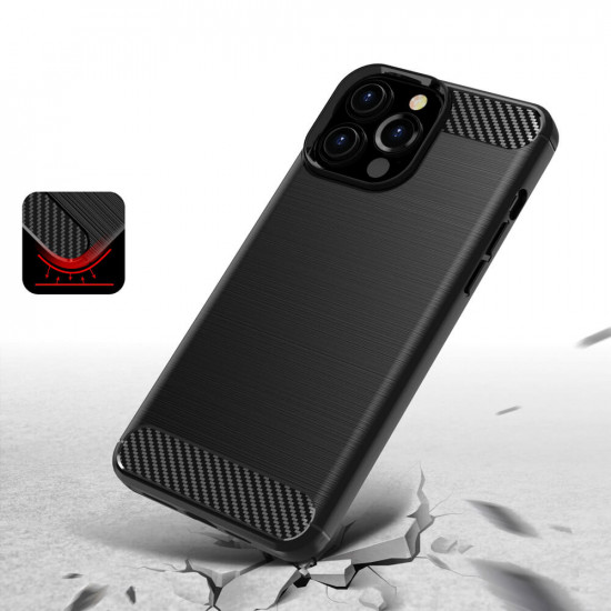 Nillkin iPhone 13 Pro Max Synthetic Fiber Carbon Θήκη Σιλικόνης TPU - Black