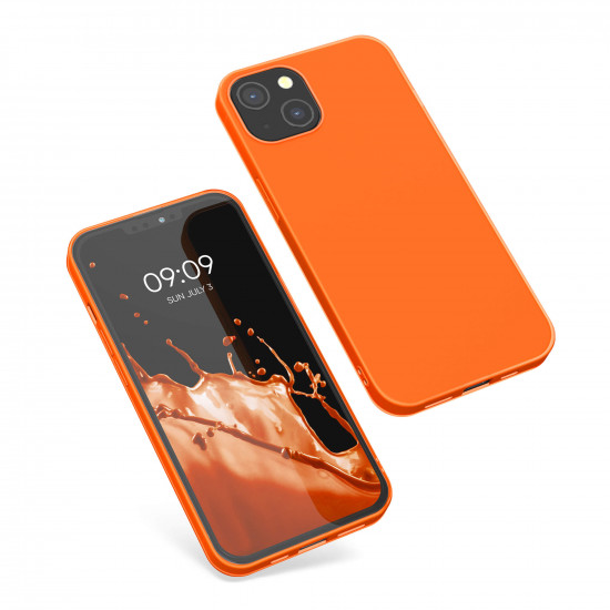 KW iPhone 13 Θήκη Σιλικόνης TPU - Neon Orange - 55943.69
