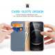 Dux Ducis iPhone 13 Pro Hivo Θήκη Πορτοφόλι Stand από Γνήσιο Δέρμα - Blue