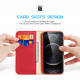 Dux Ducis iPhone 13 Pro Max Hivo Θήκη Πορτοφόλι Stand από Γνήσιο Δέρμα - Red