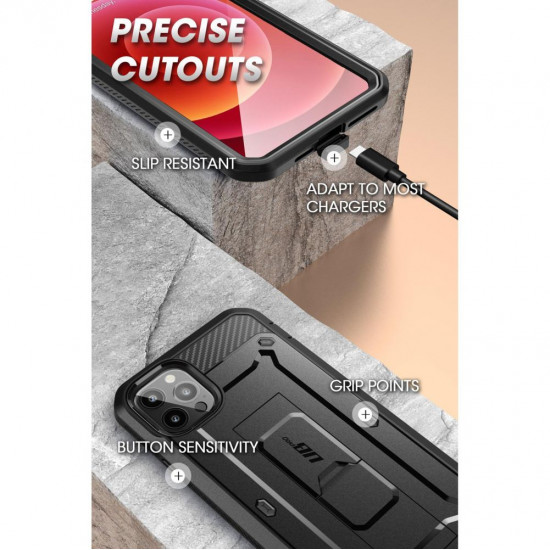 Supcase iPhone 13 Pro Unicorn Beetle Pro Σκληρή Θήκη με Προστασία Οθόνης και Stand - Black