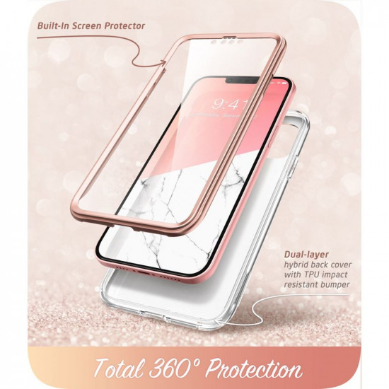 i-Blason iPhone 13 Pro Cosmo Σκληρή Θήκη με Πλαίσιο Σιλικόνης και Προστασία Οθόνης - Marble