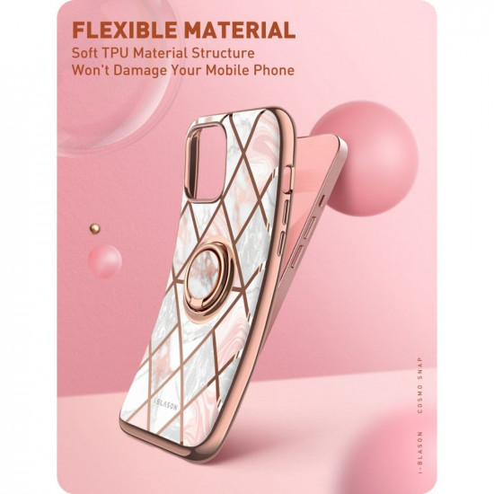 i-Blason iPhone 13 IBLSN Cosmo Snap Σκληρή Θήκη με Δαχτυλίδι Συγκράτησης - Marble Pink
