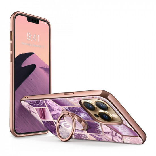 i-Blason iPhone 13 Pro IBLSN Cosmo Snap Σκληρή Θήκη με Δαχτυλίδι Συγκράτησης - Marble Purple