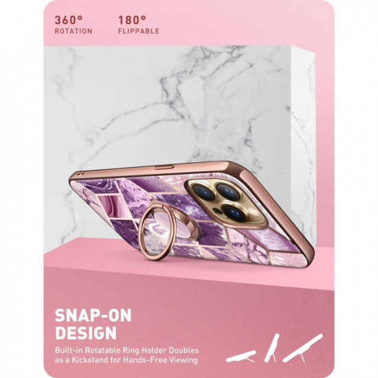 i-Blason iPhone 13 Pro IBLSN Cosmo Snap Σκληρή Θήκη με Δαχτυλίδι Συγκράτησης - Marble Purple