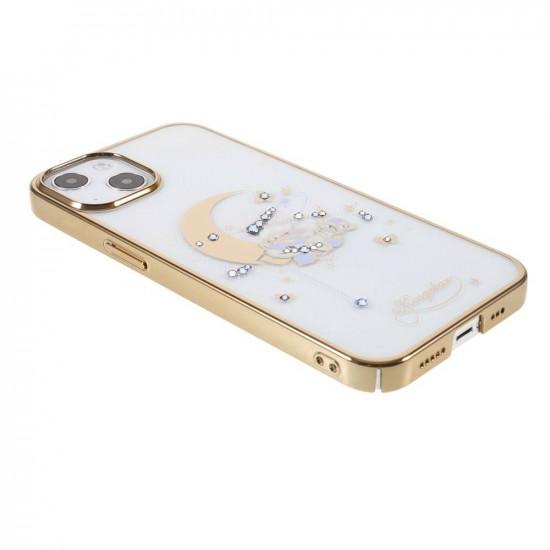 Kingxbar iPhone 13 Moon Series Σκληρή Θήκη με Swarovski Crystals - Flower - Gold - Διάφανη