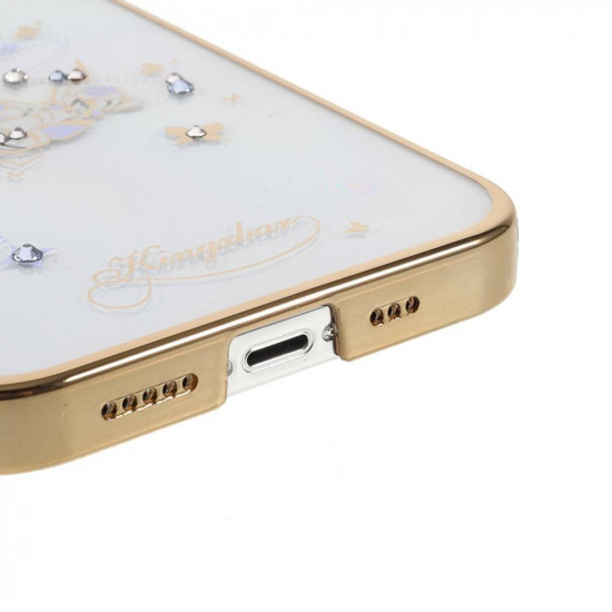 Kingxbar iPhone 13 Pro Moon Series Σκληρή Θήκη με Swarovski Crystals - Flower - Gold - Διάφανη