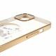 Kingxbar iPhone 13 Pro Moon Series Σκληρή Θήκη με Swarovski Crystals - Flower - Gold - Διάφανη
