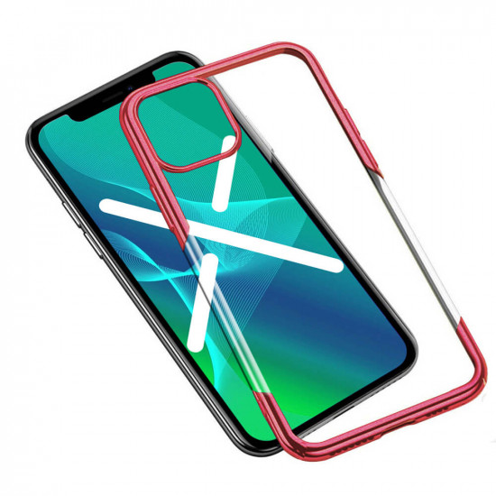 Erbord iPhone 13 Pro Electroplated Frame Θήκη Σιλικόνης TPU - Red - Διάφανη