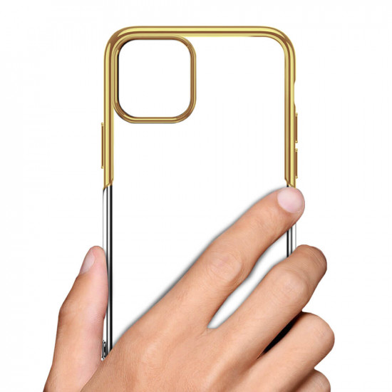 Erbord iPhone 13 Pro Electroplated Frame Θήκη Σιλικόνης TPU - Gold - Διάφανη